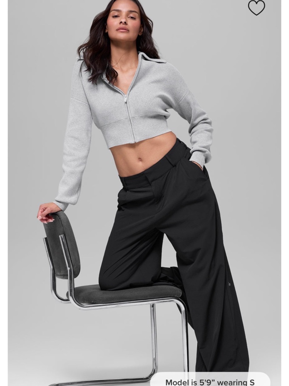 ALO Yoga Black Wide-Leg Trousers with High Waist